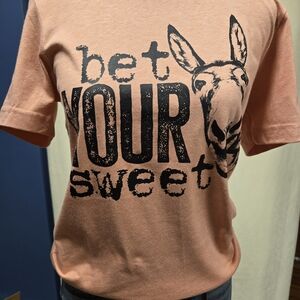 Graphic Tee with Donkey Print in Peach NWOT